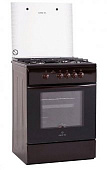 Плита газовая GRETA 600 модель GG 6070 CG 28(B) коричневый (стекл.кр, чугун.реш)